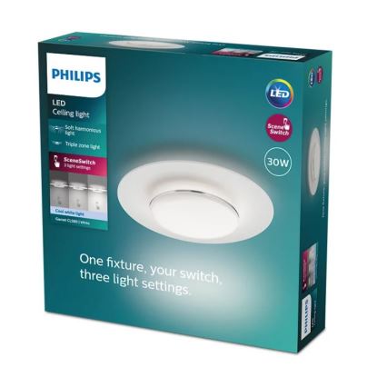 Philips- Dimbare LED Plafondlamp SCENE SWITCH LED/30W/230V 4000K zilver