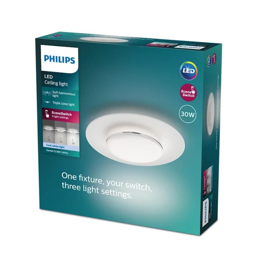 Philips- Dimbare LED Plafondlamp SCENE SWITCH LED/30W/230V 4000K zilver