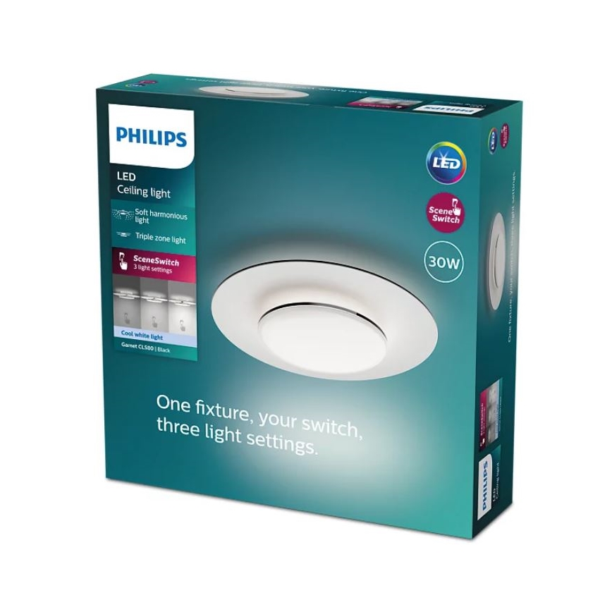 Philips- Dimbare LED Plafondlamp SCENE SWITCH LED/30W/230V 4000K zwart