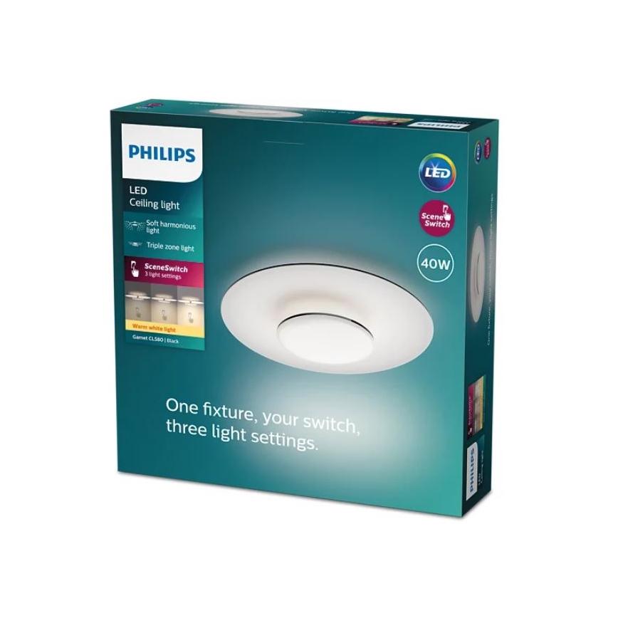 Philips- Dimbare LED Plafondlamp SCENE SWITCH LED/40W/230V 2700K zwart