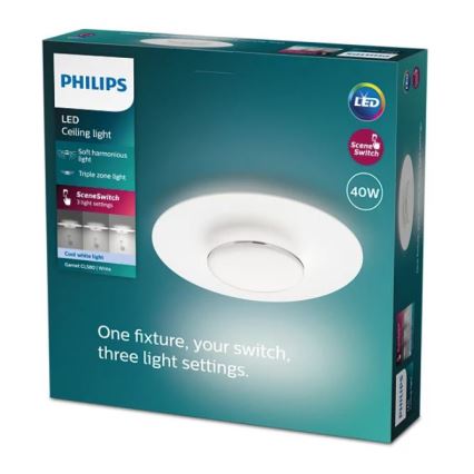 Philips- Dimbare LED Plafondlamp SCENE SWITCH LED/40W/230V 4000K zilver