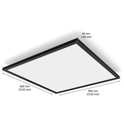 Philips - dimbare LED-plafondlamp Hue AURELLE LED/39W/230V 2200-6500K 60x60 cm zwart