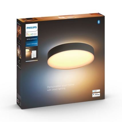 Philips - Dimbare LED plafondlamp Hue LED/33,5W/230V 2200-6500K diameter 425 mm zwart + afstandsbediening