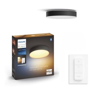 Philips - Dimbare LED plafondlamp Hue LED/9,6W/230V 2200-6500K diameter 261 mm zwart + afstandsbediening