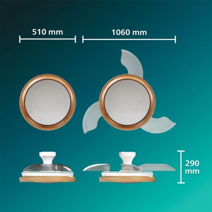 Philips - Dimbare LED-plafondlamp met ventilator BLISS LED/35W/230V bruin + afstandsbediening