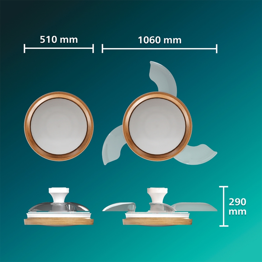 Philips - Dimbare LED-plafondlamp met ventilator BLISS LED/35W/230V bruin + afstandsbediening