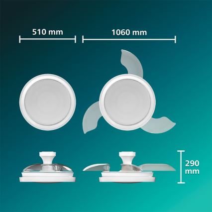 Philips - Dimbare LED-plafondlamp met ventilator BLISS LED/35W/230V wit + afstandsbediening