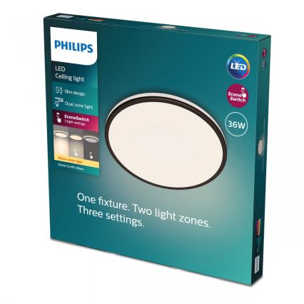 Philips - Dimbare LED plafondlamp SCENE SWITCH LED/36W/230V diameter 50 cm 2700K zwart