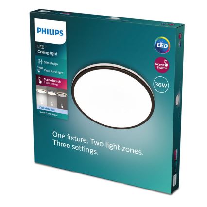 Philips - Dimbare LED plafondlamp SCENE SWITCH LED/36W/230V diameter 50 cm 4000K zwart