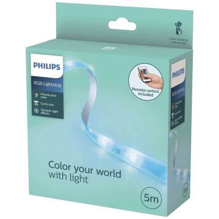Philips - LED RGBW dimbare strip 5m LED/12W/230V + afstandsbediening