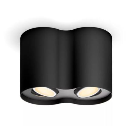 Philips - Dimbare LED Spot Hue PILLAR 2xGU10/4,2W/230V 2200-6500K + afstandsbediening zwart