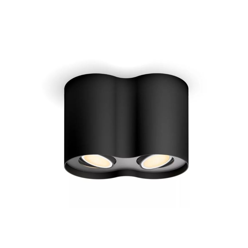 Philips - Dimbare LED Spot Hue PILLAR 2xGU10/4,2W/230V 2200-6500K + afstandsbediening zwart