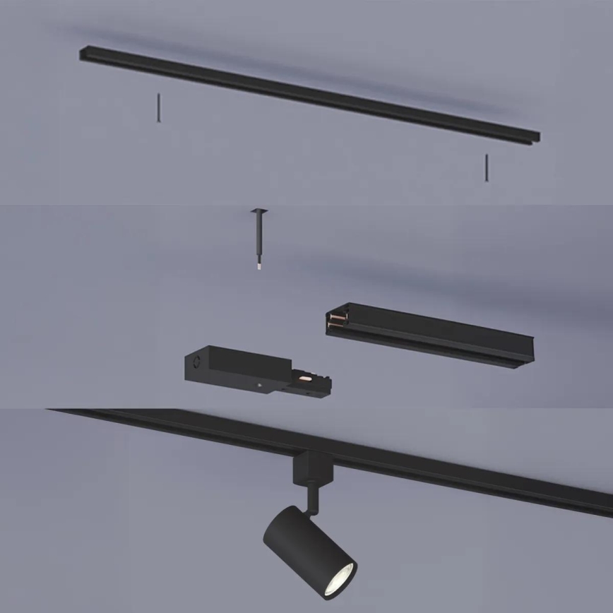 Philips - LED RGBW dimbare spots voor het EASYLINK HUE railsysteem 3xGU10/4,7W/230V 2200-6500K 1m zwart + Hue bridge