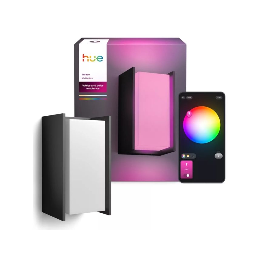 Philips - Dimbare LED-buitenwandlamp Hue TURACO White and Color Ambiance 1xE27/8,1W/230V 1000-20000K