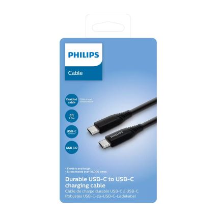 Philips DLC5206C/00 - USB kabel USB-C 3.0 connector 2m zwart/grijs