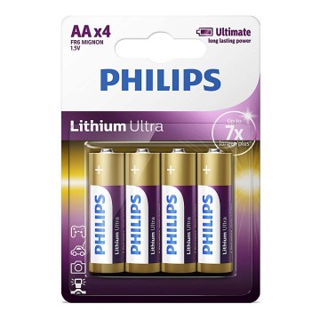 Philips FR6LB4A/10 - 4 stuks AA lithiumbatterijen LITHIUM ULTRA 1,5V 2400mAh