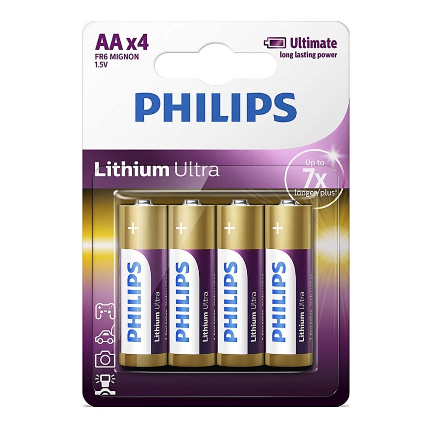 Philips FR6LB4A/10 - 4 stuks AA lithiumbatterijen LITHIUM ULTRA 1,5V 2400mAh