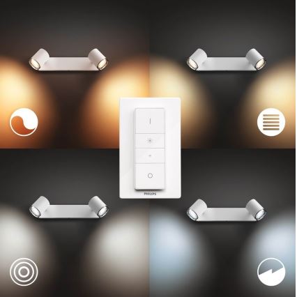 Philips - LED dimbare badkamerlamp Hue ADORE 2xGU10/5W/230V IP44 + afstandsbediening