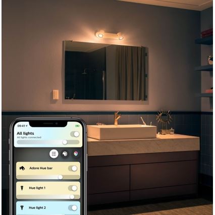 Philips - LED dimbare badkamerlamp Hue ADORE 2xGU10/5W/230V IP44 + afstandsbediening