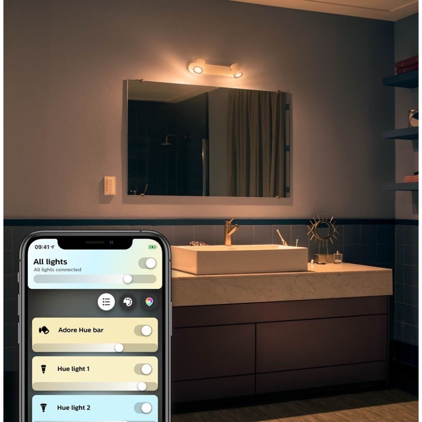 Philips - LED dimbare badkamerlamp Hue ADORE 2xGU10/5W/230V IP44 + afstandsbediening