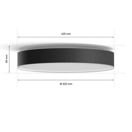 Philips - LED dimbare plafondlamp Hue LED/33,5W/230V 2200-6500K Ø 425 mm zwart + afstandsbediening