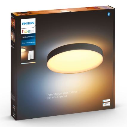 Philips - LED dimbare plafondlamp Hue LED/48W/230V 2200-6500K Ø 551 mm zwart + afstandsbediening
