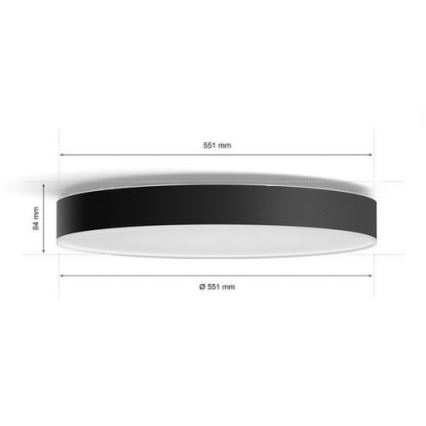 Philips - LED dimbare plafondlamp Hue LED/48W/230V 2200-6500K Ø 551 mm zwart + afstandsbediening