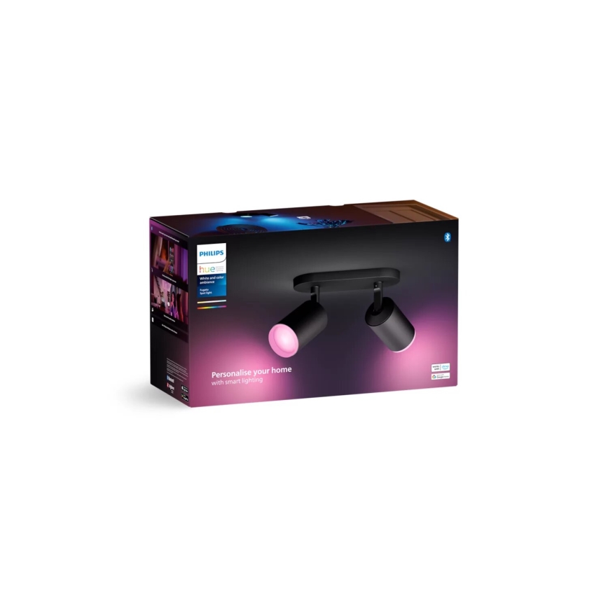 Philips - LED RGBW Dimbare inbouwspot Hue FUGATO 2xGU10/4,2W/230V 2000-6500K zwart