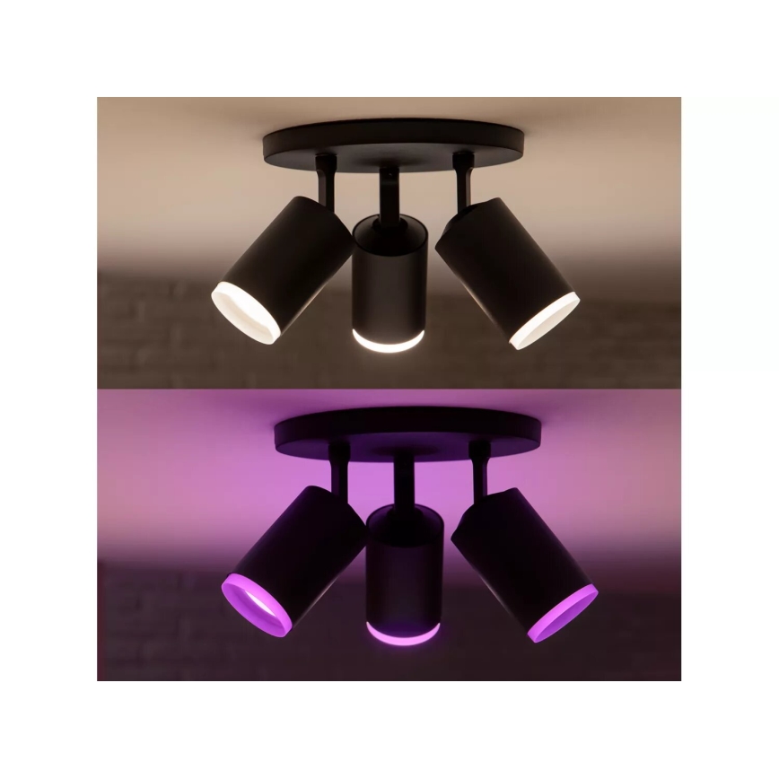 Philips - LED RGBW Dimbare inbouwspot Hue FUGATO 3xGU10/4,2W/230V 2000-6500K zwart