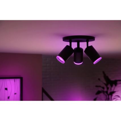 Philips - LED RGBW Dimbare inbouwspot Hue FUGATO 3xGU10/4,2W/230V 2000-6500K zwart