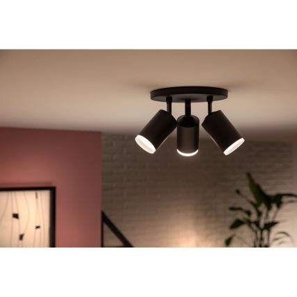 Philips - LED RGBW Dimbare inbouwspot Hue FUGATO 3xGU10/4,2W/230V 2000-6500K zwart