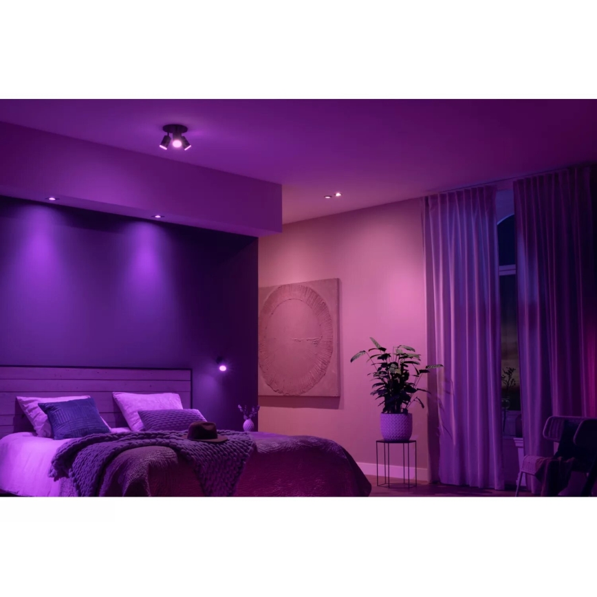 Philips - LED RGBW Dimbare inbouwspot Hue FUGATO 3xGU10/4,2W/230V 2000-6500K zwart