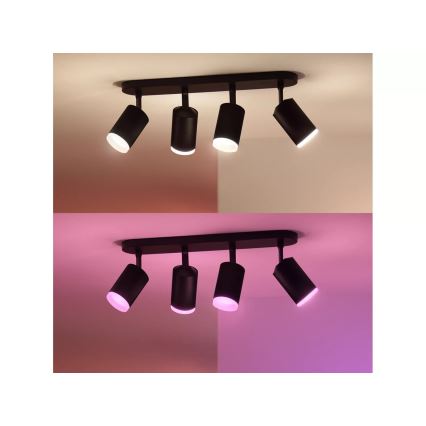 Philips - LED RGBW Dimbare inbouwspot Hue FUGATO 4xGU10/4,2W/230V 2000-6500K zwart