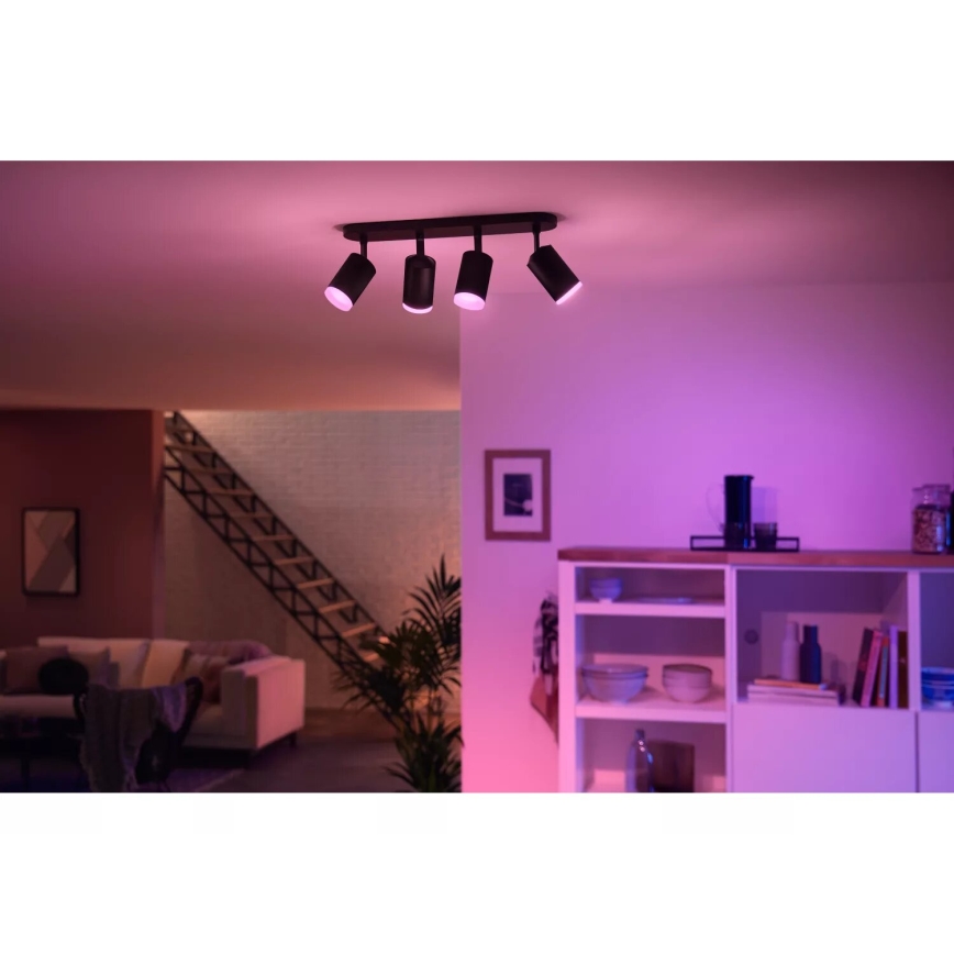 Philips - LED RGBW Dimbare inbouwspot Hue FUGATO 4xGU10/4,2W/230V 2000-6500K zwart