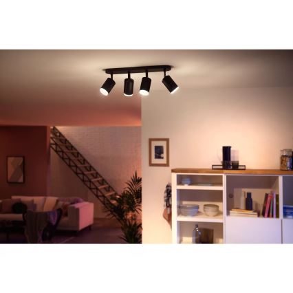 Philips - LED RGBW Dimbare inbouwspot Hue FUGATO 4xGU10/4,2W/230V 2000-6500K zwart