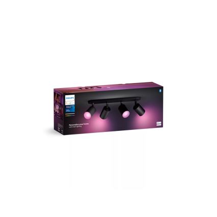 Philips - LED RGBW Dimbare inbouwspot Hue FUGATO 4xGU10/4,2W/230V 2000-6500K zwart