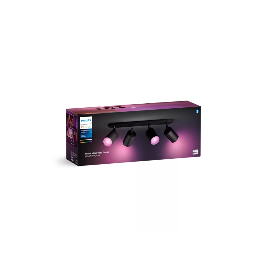 Philips - LED RGBW Dimbare inbouwspot Hue FUGATO 4xGU10/4,2W/230V 2000-6500K zwart