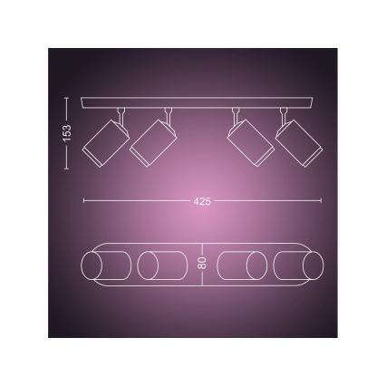 Philips - LED RGBW Dimbare inbouwspot Hue FUGATO 4xGU10/4,2W/230V 2000-6500K zwart