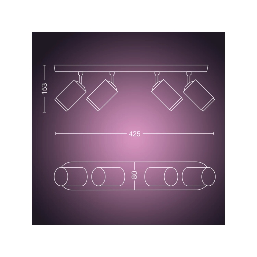 Philips - LED RGBW Dimbare inbouwspot Hue FUGATO 4xGU10/4,2W/230V 2000-6500K zwart