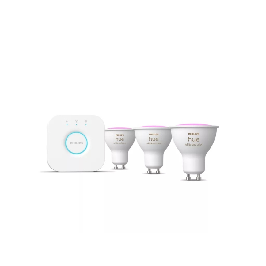 Starterset Philips Hue WHITE AND COLOR AMBIANCE 3xGU10/4,2W/230V 2200-6500K + Hue Bridge