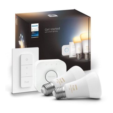 Philips Hue White Ambiance starterset 2x E27/8W/230V + Hue Bridge en dimmer switch