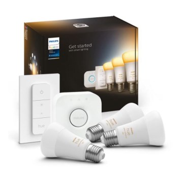Philips Hue White Ambiance startset 3xE27/11W 2200-6500K + Hue Bridge en dimmerschakelaar