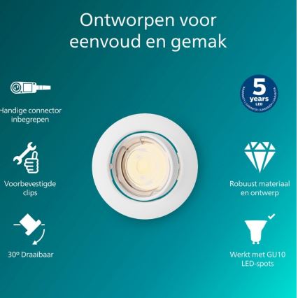 Philips - Inbouwspot PERIDOT 1xGU10/7W/230V wit