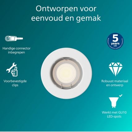 Philips - Inbouwspot PERIDOT 1xGU10/7W/230V wit