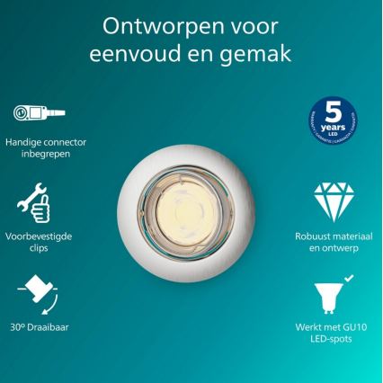 Philips - Inbouwspot PERIDOT 1xGU10/7W/230V zilver