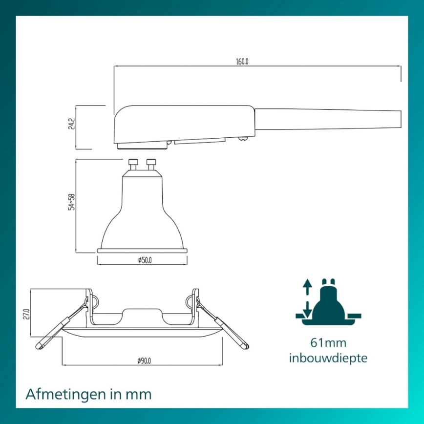 Philips - Inbouwspot PERIDOT 1xGU10/7W/230V zilver
