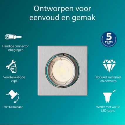 Philips - Inbouwspot PERIDOT 1xGU10/7W/230V zilver