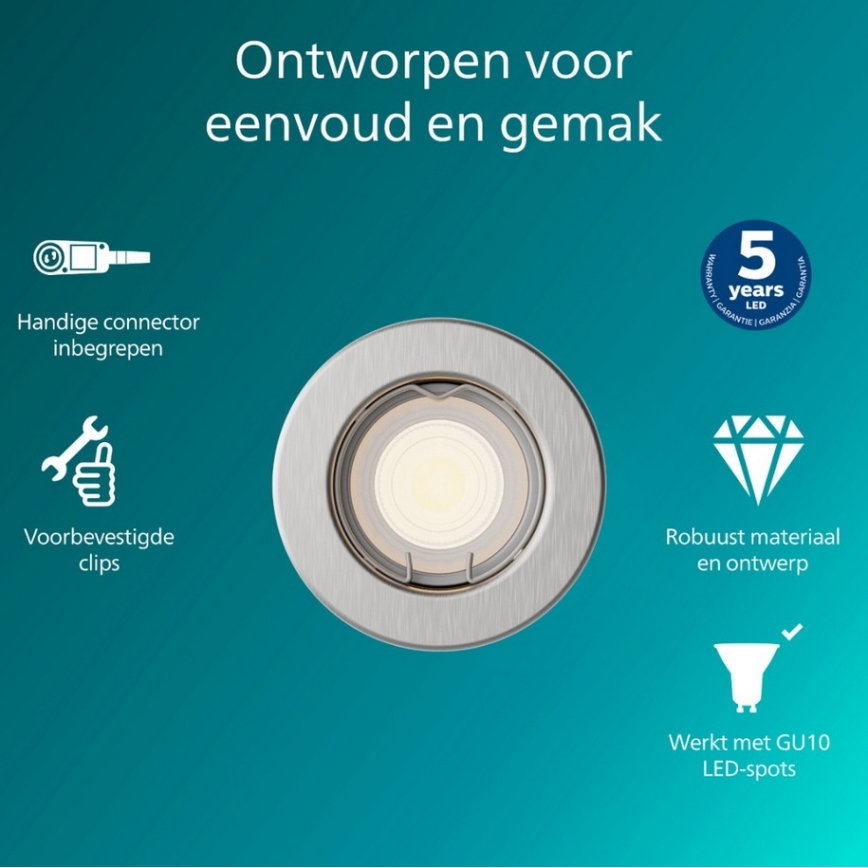 Philips - Inbouwspot PERIDOT 1xGU10/7W/230V zilver