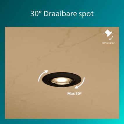 Philips - Inbouwspot PERIDOT 1xGU10/7W/230V zwart