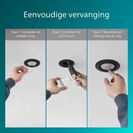 Philips - Inbouwspot PERIDOT 1xGU10/7W/230V zwart